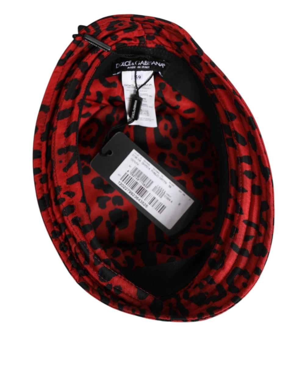 Dolce & Gabbana Red Black Nylon Leopard Print Bucket Men Cap Hat - 59 cm|L - Bucket Hats