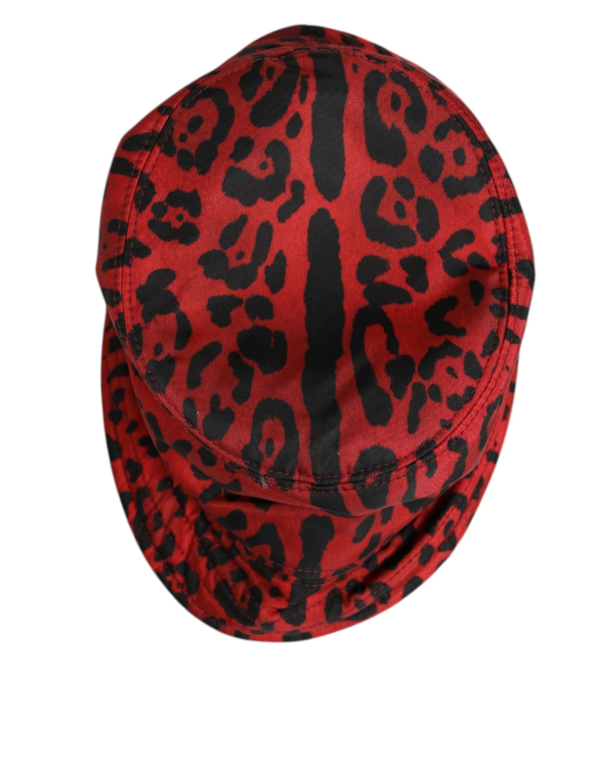 Dolce & Gabbana Red Black Nylon Leopard Print Bucket Men Cap Hat - 59 cm|L - Bucket Hats