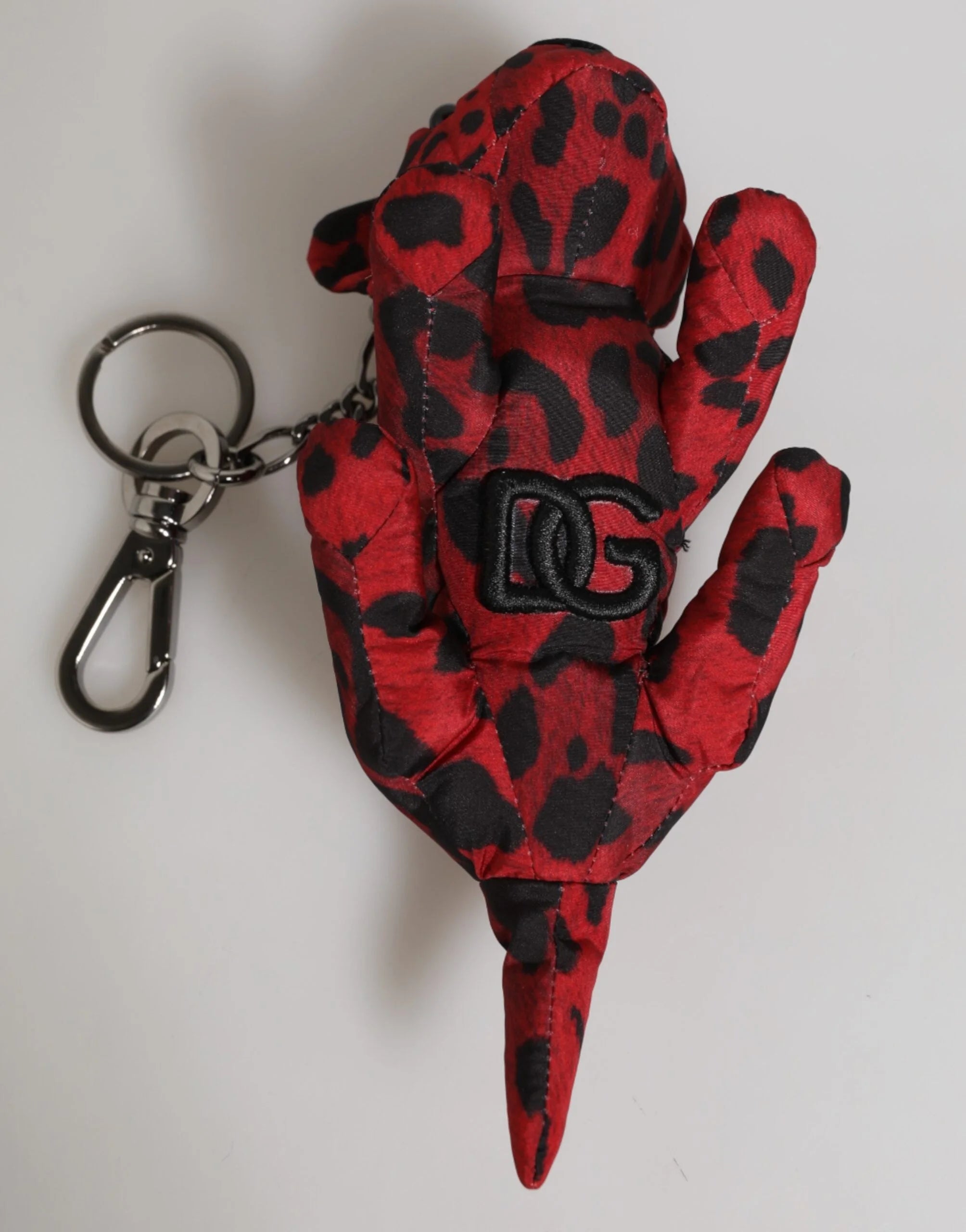 Dolce & Gabbana Red Black Polyester Animal Silhouette Bag Keychain Keyring - Keychains