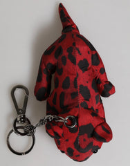 Dolce & Gabbana Red Black Polyester Animal Silhouette Bag Keychain Keyring - Keychains