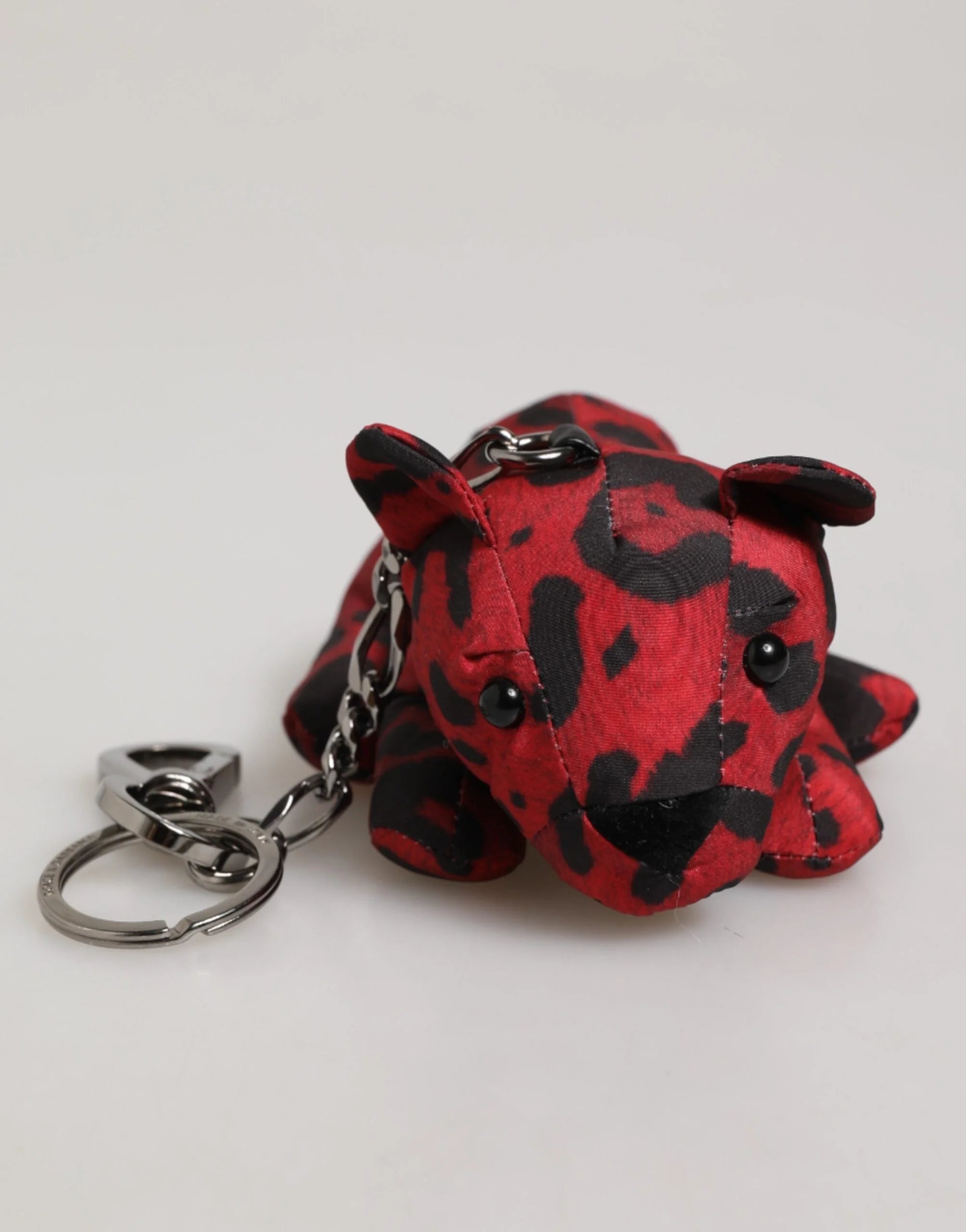 Dolce & Gabbana Red Black Polyester Animal Silhouette Keychain Keyring - Keychains