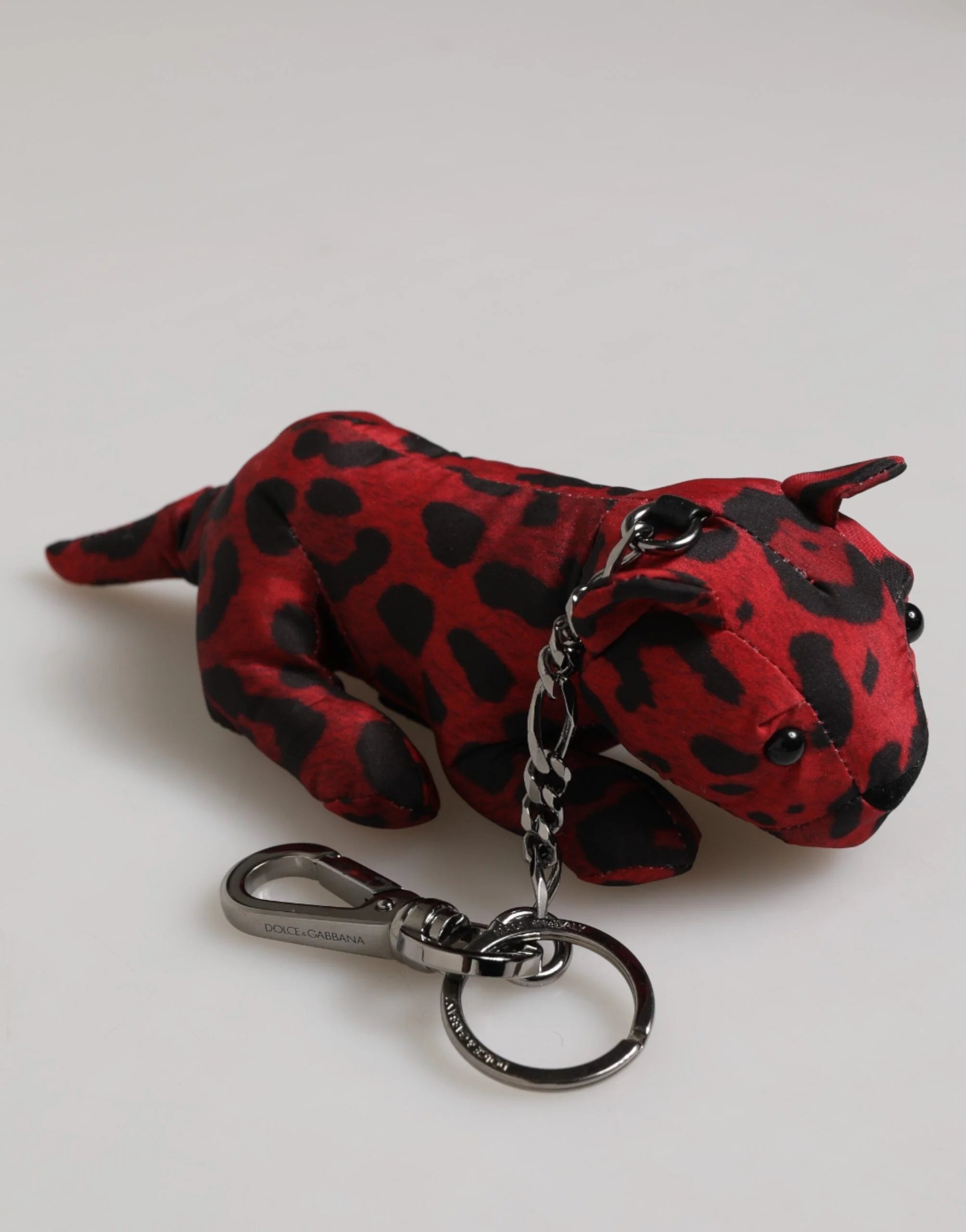 Dolce & Gabbana Red Black Polyester Animal Silhouette Keychain Keyring - Keychains