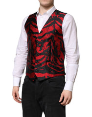 Dolce & Gabbana Red Black Stripe Dress Formal Waistcoat Vest - IT48 | M - Vests