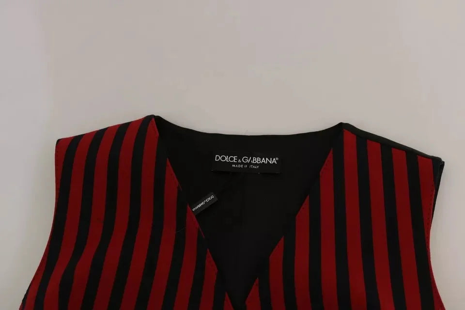 Dolce & Gabbana Red Black Stripe Vest Waistcoat Blouse Top - IT40|S