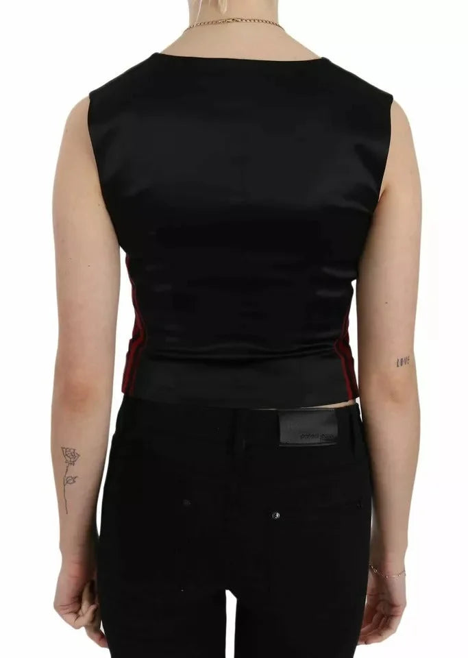 Dolce & Gabbana Red Black Stripe Vest Waistcoat Blouse Top - IT40|S