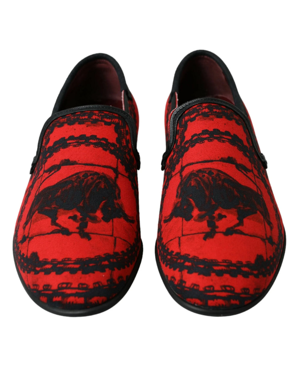 Dolce & Gabbana Red Black Torero Loafers Slippers Men Shoes - Flats
