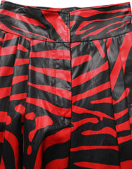 Dolce & Gabbana Red Black Zebra Print Cotton HighWaist Pants