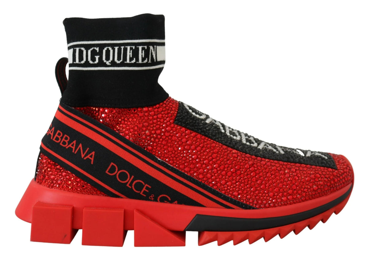Dolce & Gabbana Red Bling Sorrento Sneakers Socks Shoes - EU35/US4.5 - Sneakers