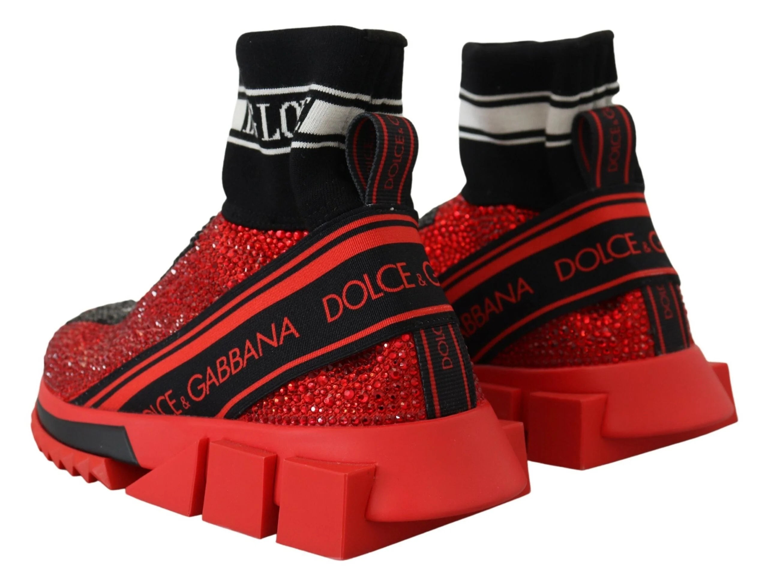 Dolce & Gabbana Red Bling Sorrento Sneakers Socks Shoes - EU35/US4.5