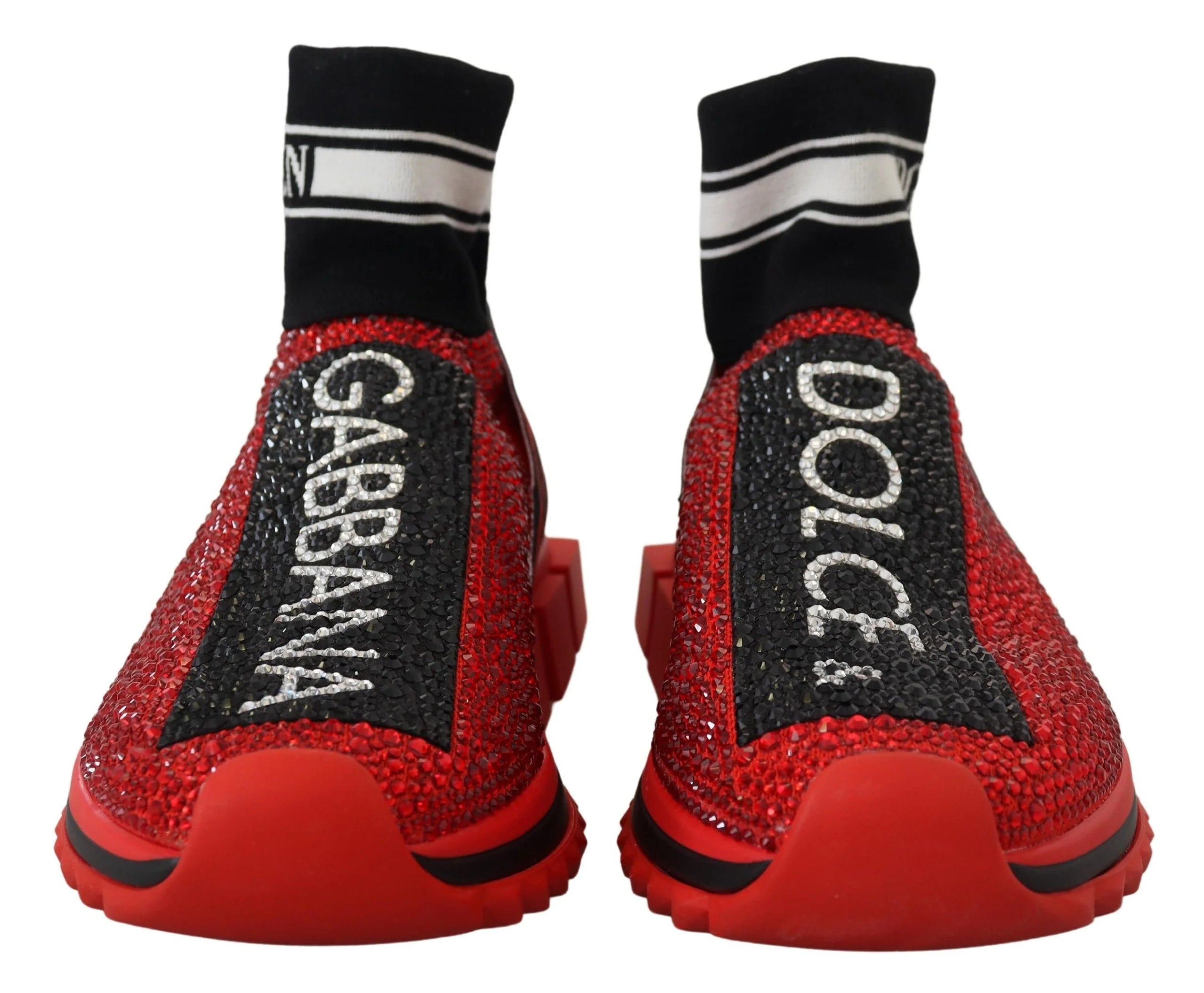 Dolce & Gabbana Red Bling Sorrento Sneakers Socks Shoes - EU35/US4.5