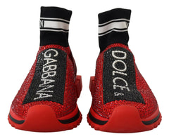 Dolce & Gabbana Red Bling Sorrento Sneakers Socks Shoes - EU35/US4.5