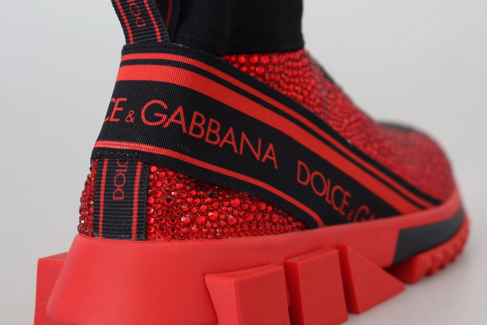 Dolce & Gabbana Red Bling Sorrento Sneakers Socks Shoes - EU35/US4.5 - Sneakers