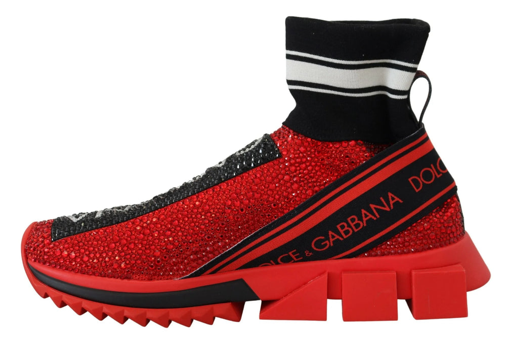 Dolce & Gabbana Red Bling Sorrento Sneakers Socks Shoes - EU35/US4.5