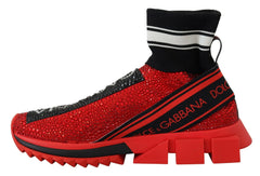 Dolce & Gabbana Red Bling Sorrento Sneakers Socks Shoes - EU35/US4.5