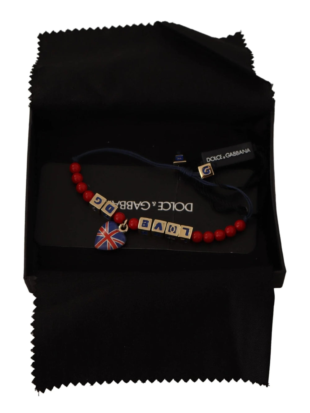 Dolce & Gabbana Red Blue Beaded DG LOVES LONDON Flag Branded Bracelet - Bracelets