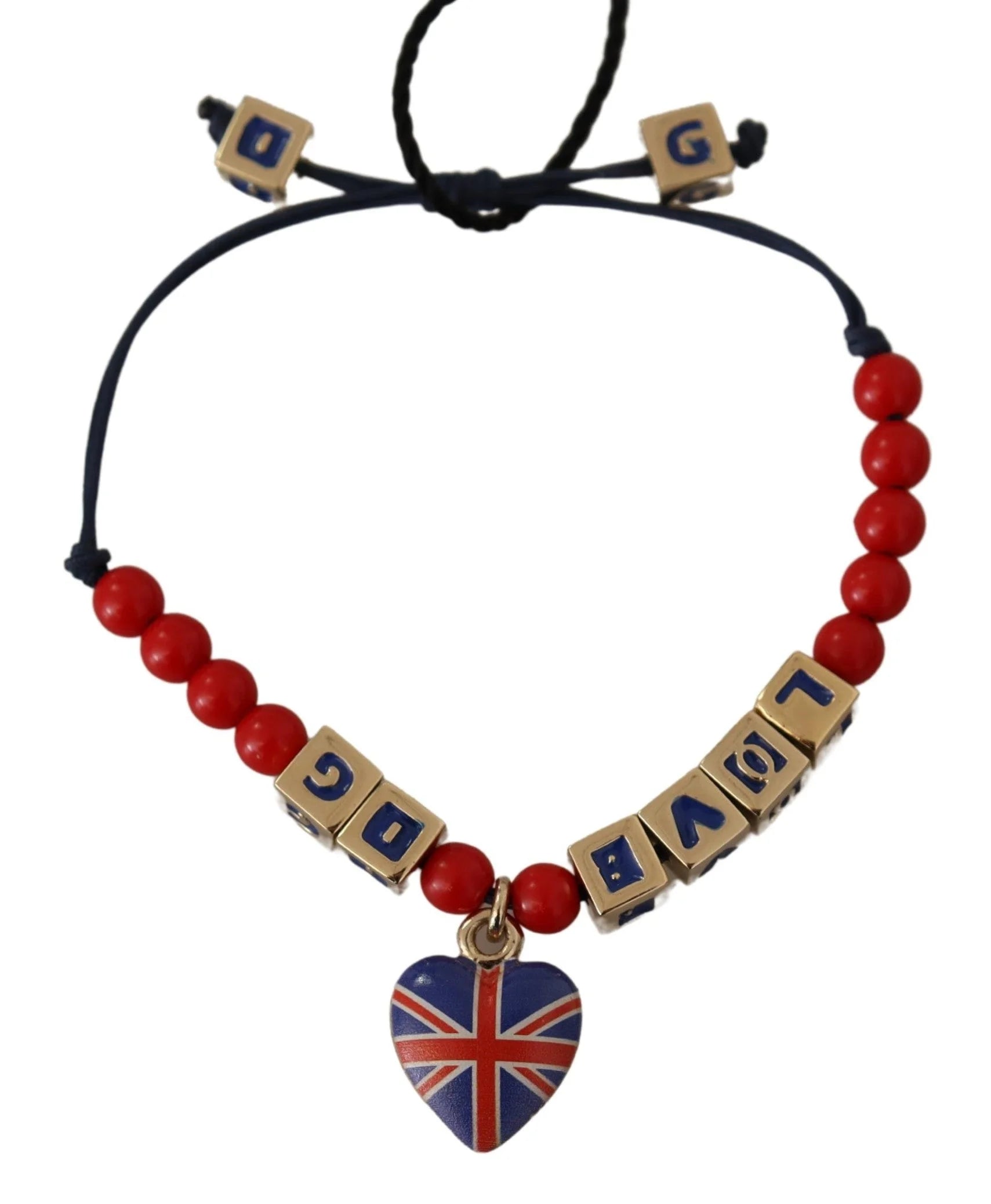 Dolce & Gabbana Red Blue Beaded DG LOVES LONDON Flag Branded Bracelet - Bracelets
