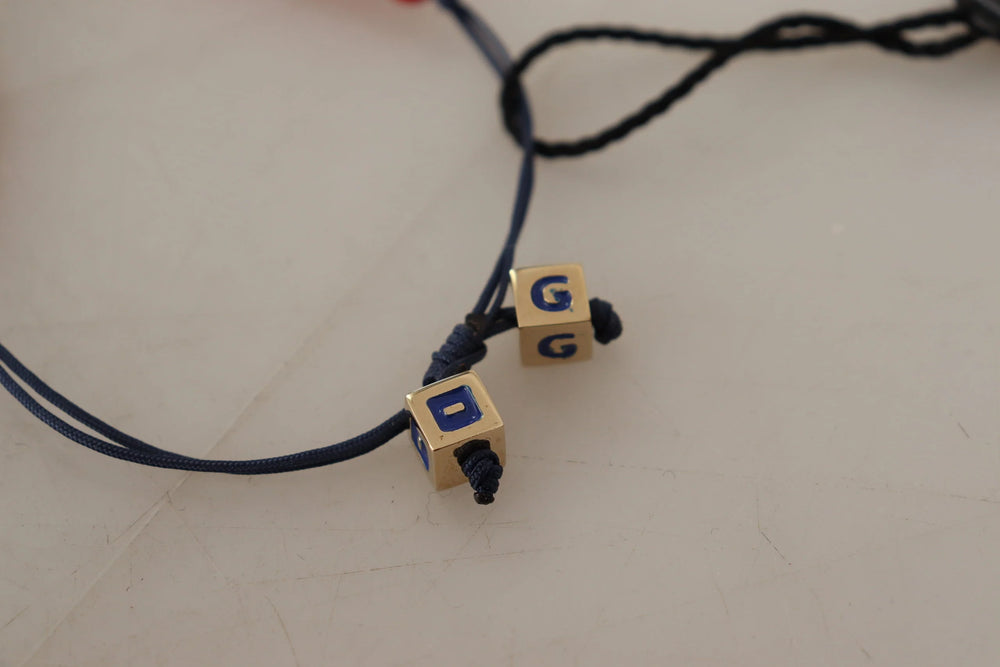 Dolce & Gabbana Red Blue Beaded DG LOVES LONDON Flag Branded Bracelet - Bracelets