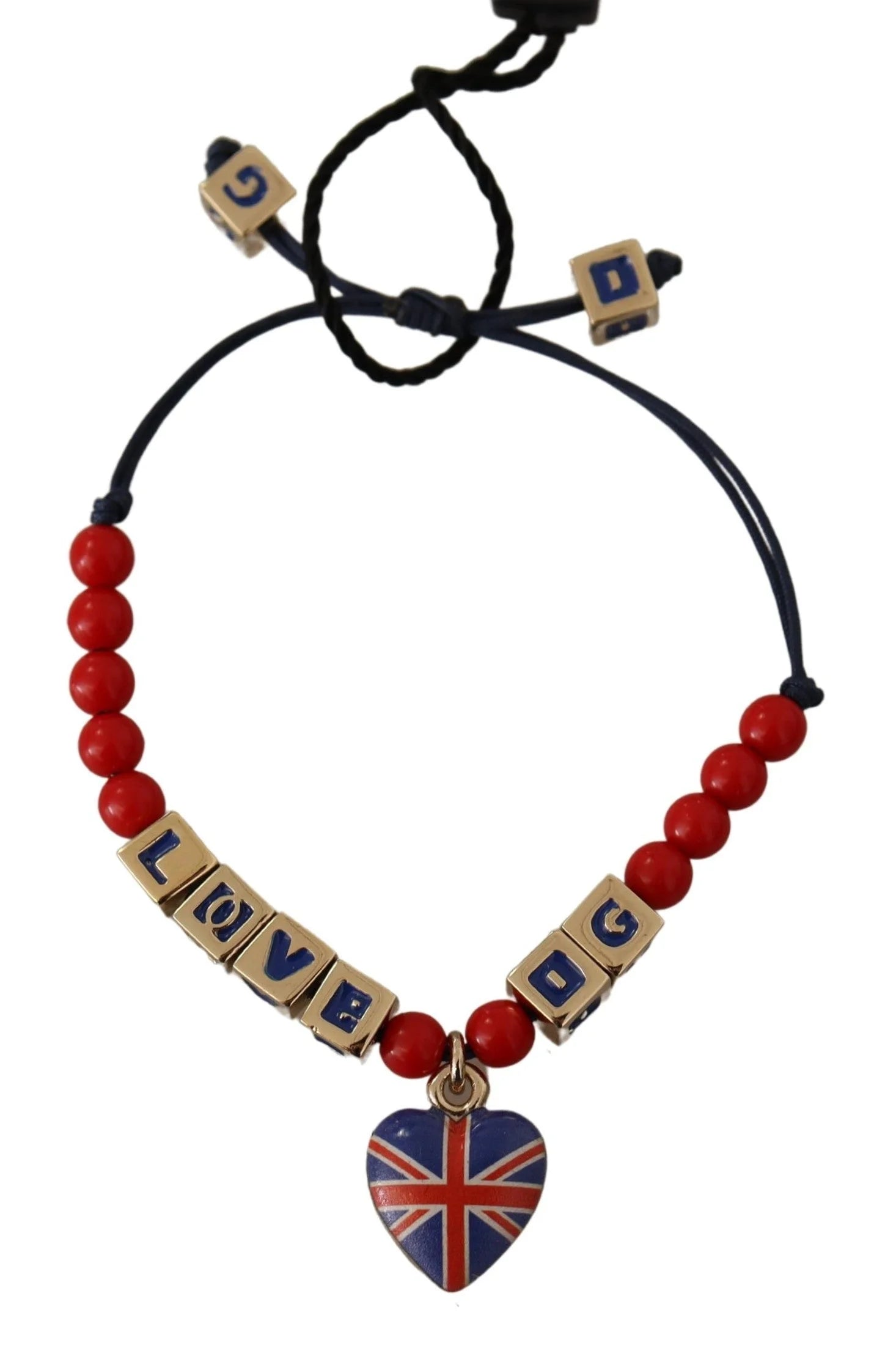 Dolce & Gabbana Red Blue Beaded DG LOVES LONDON Flag Branded Bracelet - Bracelets