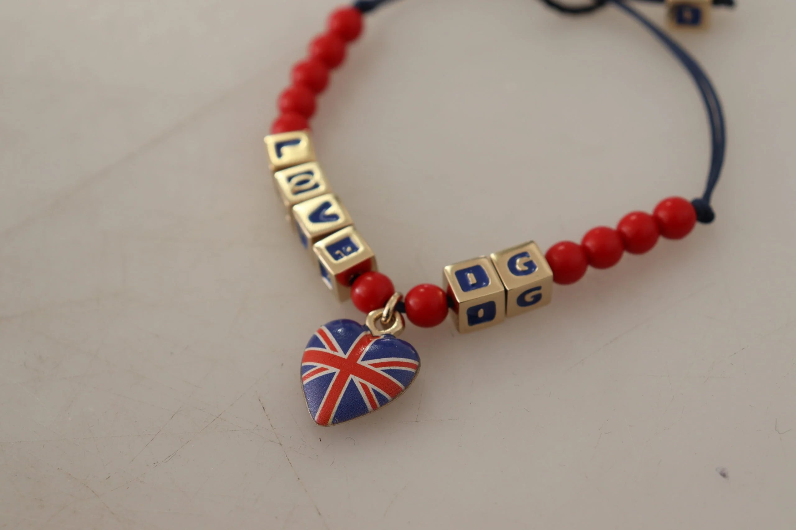 Dolce & Gabbana Red Blue Beaded DG LOVES LONDON Flag Branded Bracelet - Bracelets