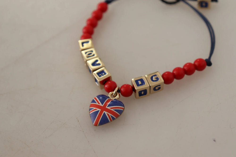 Dolce & Gabbana Red Blue Beaded DG LOVES LONDON Flag Branded Bracelet - Bracelets