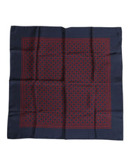Dolce & Gabbana Red Blue Printed Silk Square Men Foulard Scarf