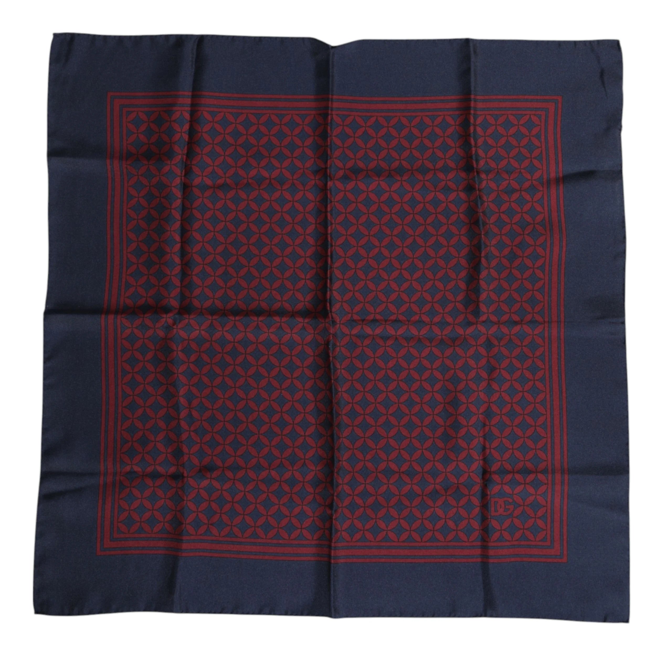 Dolce & Gabbana Red Blue Printed Silk Square Men Foulard Scarf