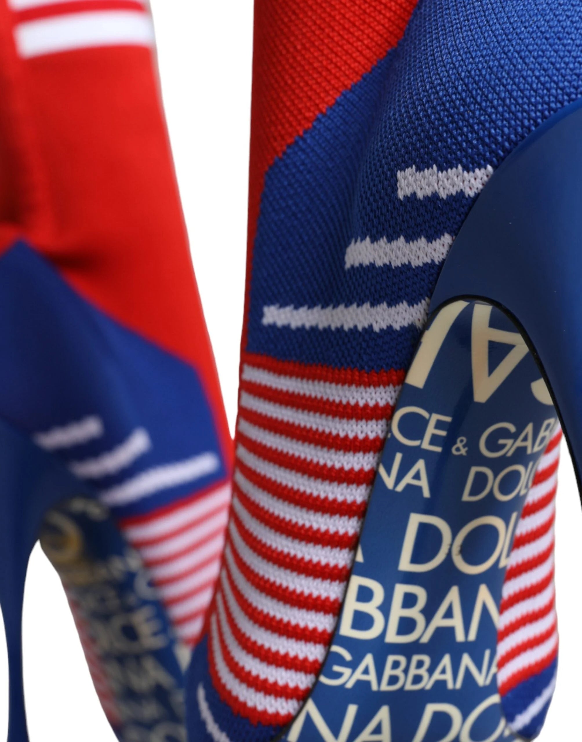 Dolce & Gabbana Red Blue Stretch Sock Style Ankle Boots Logo Shoes - EU38/US7.5 - Boots