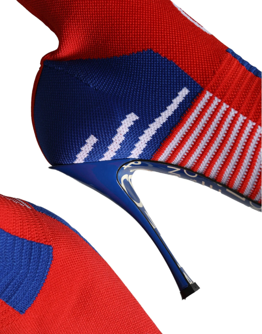 Dolce & Gabbana Red Blue Stretch Sock Style Ankle Boots Logo Shoes - EU38/US7.5 - Boots