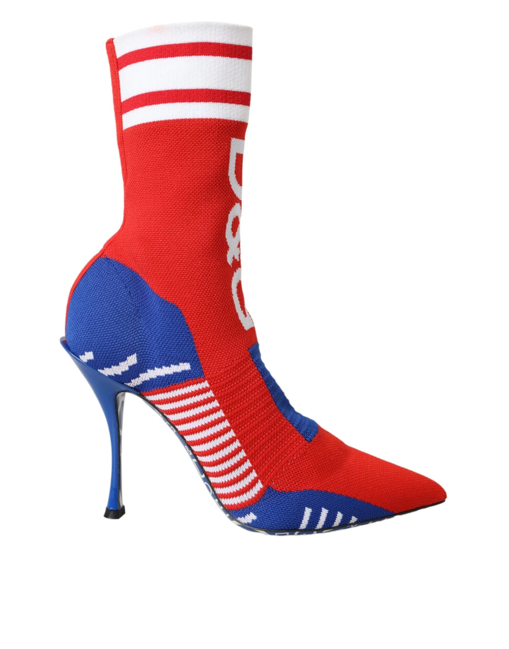 Dolce & Gabbana Red Blue Stretch Sock Style Ankle Boots Logo Shoes - EU36.5/US6 - Boots