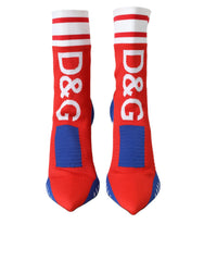 Topánky Dolce & Gabbana – červené a modré členkové topánky zo strečovej látky s logom – EU36.5/US6