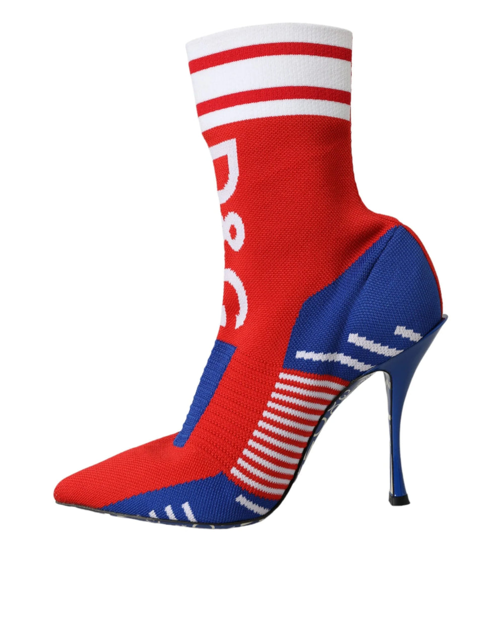 Dolce & Gabbana Red Blue Stretch Sock Style Short Boots Logo Shoes - EU37/US6.5 - Boots