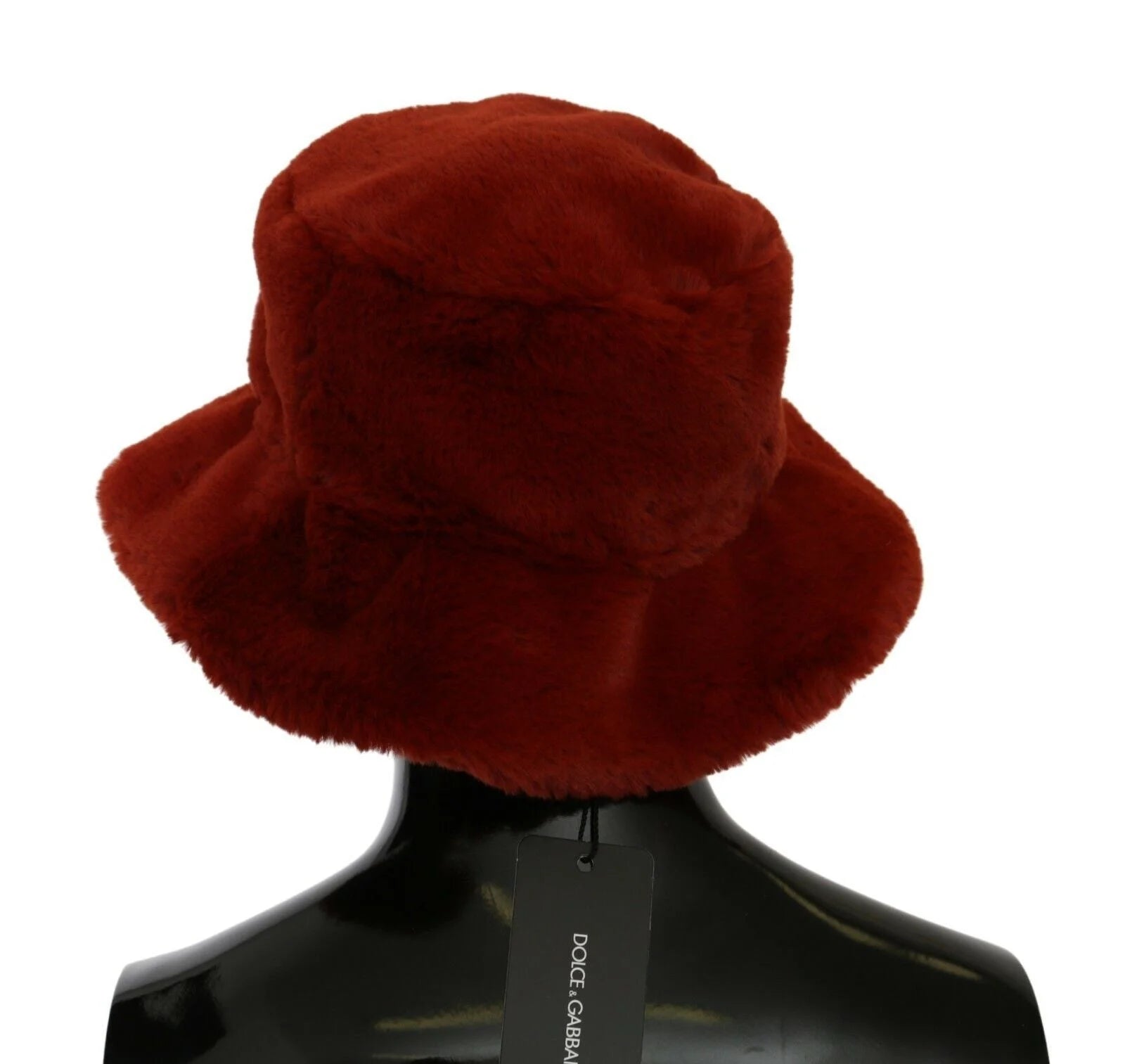 Dolce & Gabbana Red Bordeaux Fur Wide Brim Bucket Hat - 58 cm|M - Bucket Hats