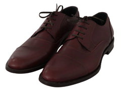 Dolce & Gabbana Red Bordeaux Leather Derby Formal Shoes - EU40/US7 - Shoes