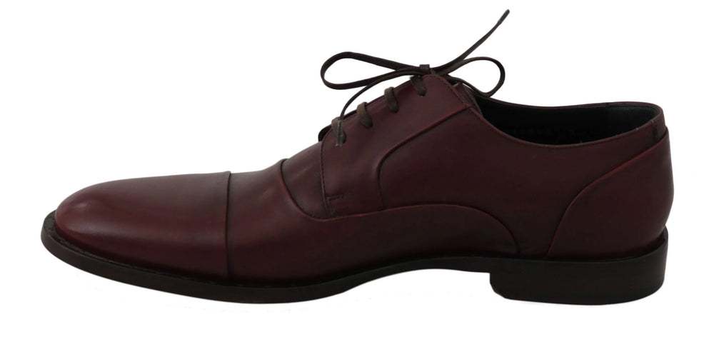 Dolce & Gabbana Red Bordeaux Leather Derby Formal Shoes - EU40/US7 - Shoes