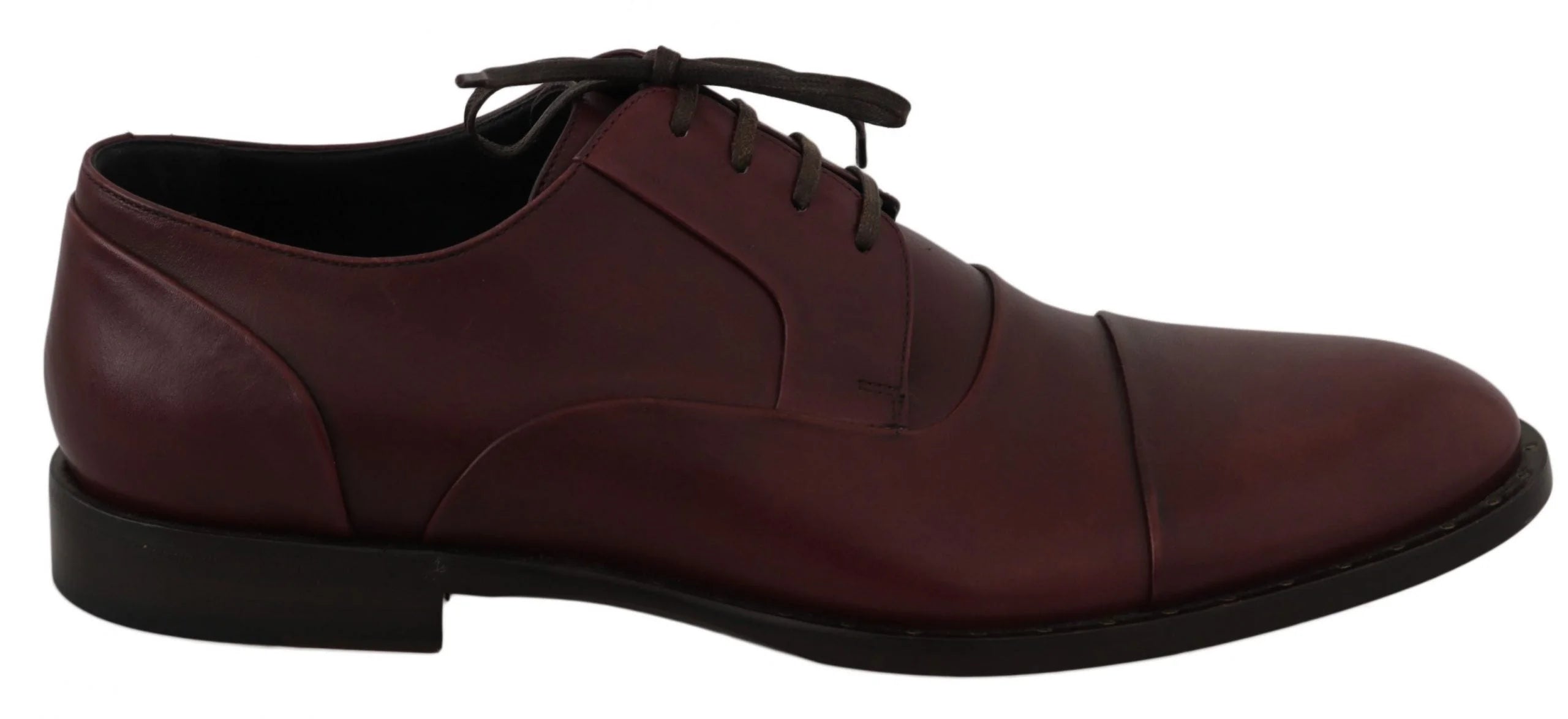 Dolce & Gabbana Red Bordeaux Leather Derby Formal Shoes - EU40/US7 - Shoes