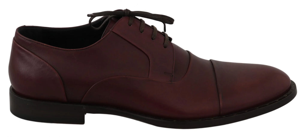 Dolce & Gabbana Red Bordeaux Leather Derby Formal Shoes - EU40/US7 - Shoes