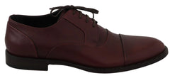 Dolce & Gabbana Red Bordeaux Leather Derby Formal Shoes - EU40/US7 - Shoes