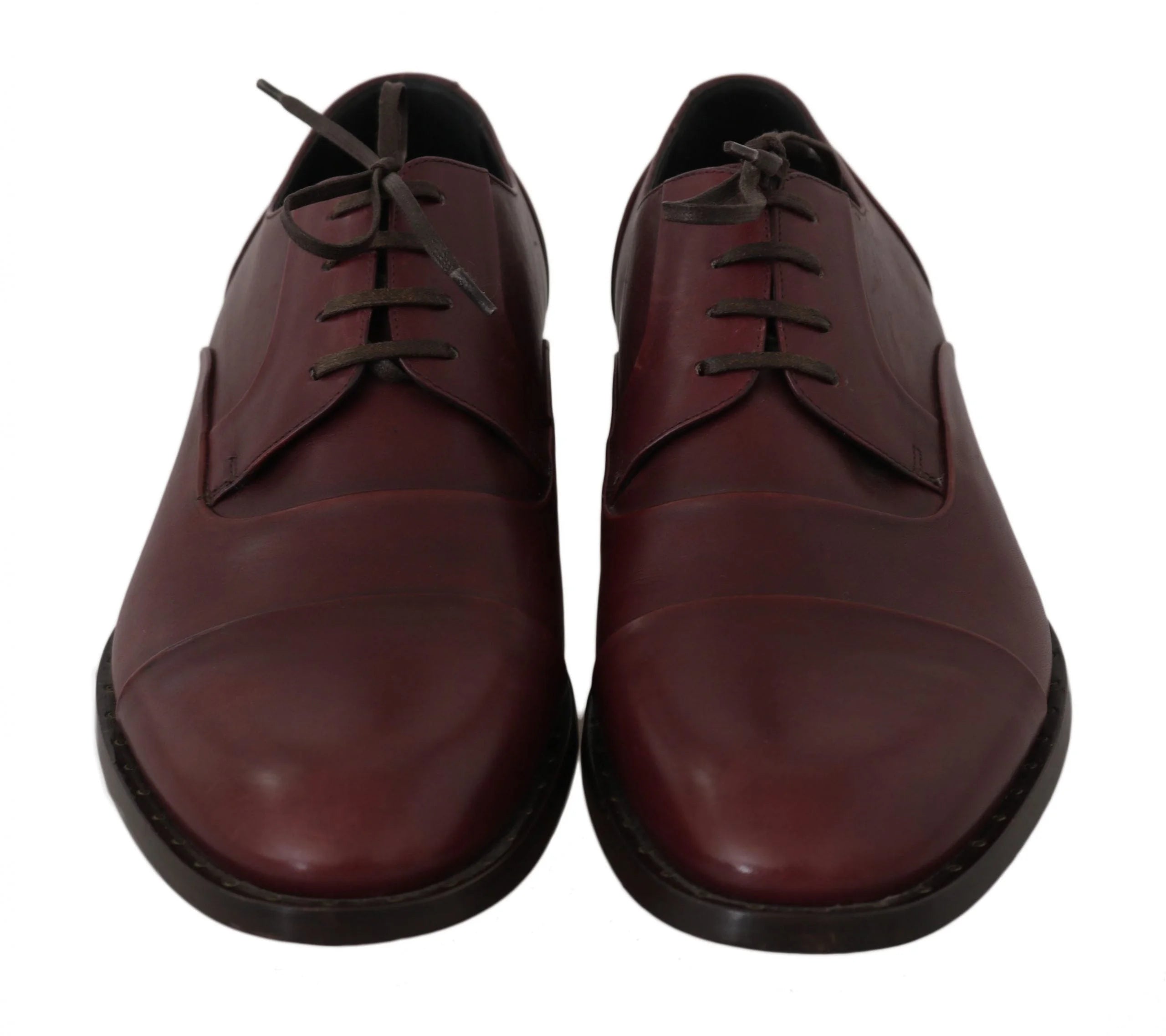 Dolce & Gabbana Red Bordeaux Leather Derby Formal Shoes - EU40/US7 - Shoes