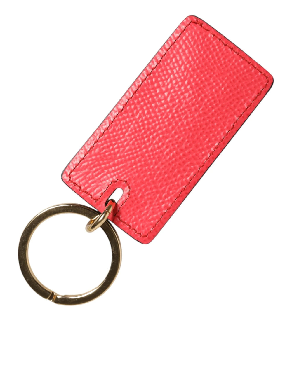 Dolce & Gabbana Red Calf Leather Logo Metal Ring Men Keychain Keyring