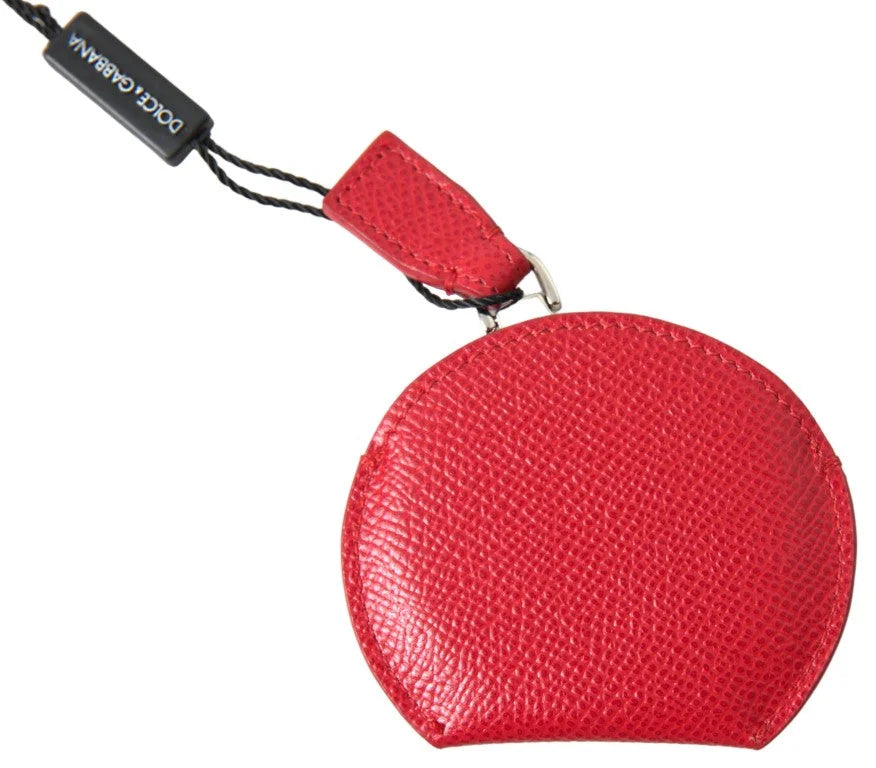 Dolce & Gabbana Red Calfskin Leather Hand Mirror Holder - Face Mirrors