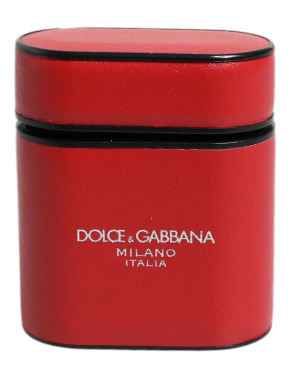 Dolce & Gabbana Red Calfskin Leather Logo Print Flip Holder Airpods Case - Headphone Carrying Cases