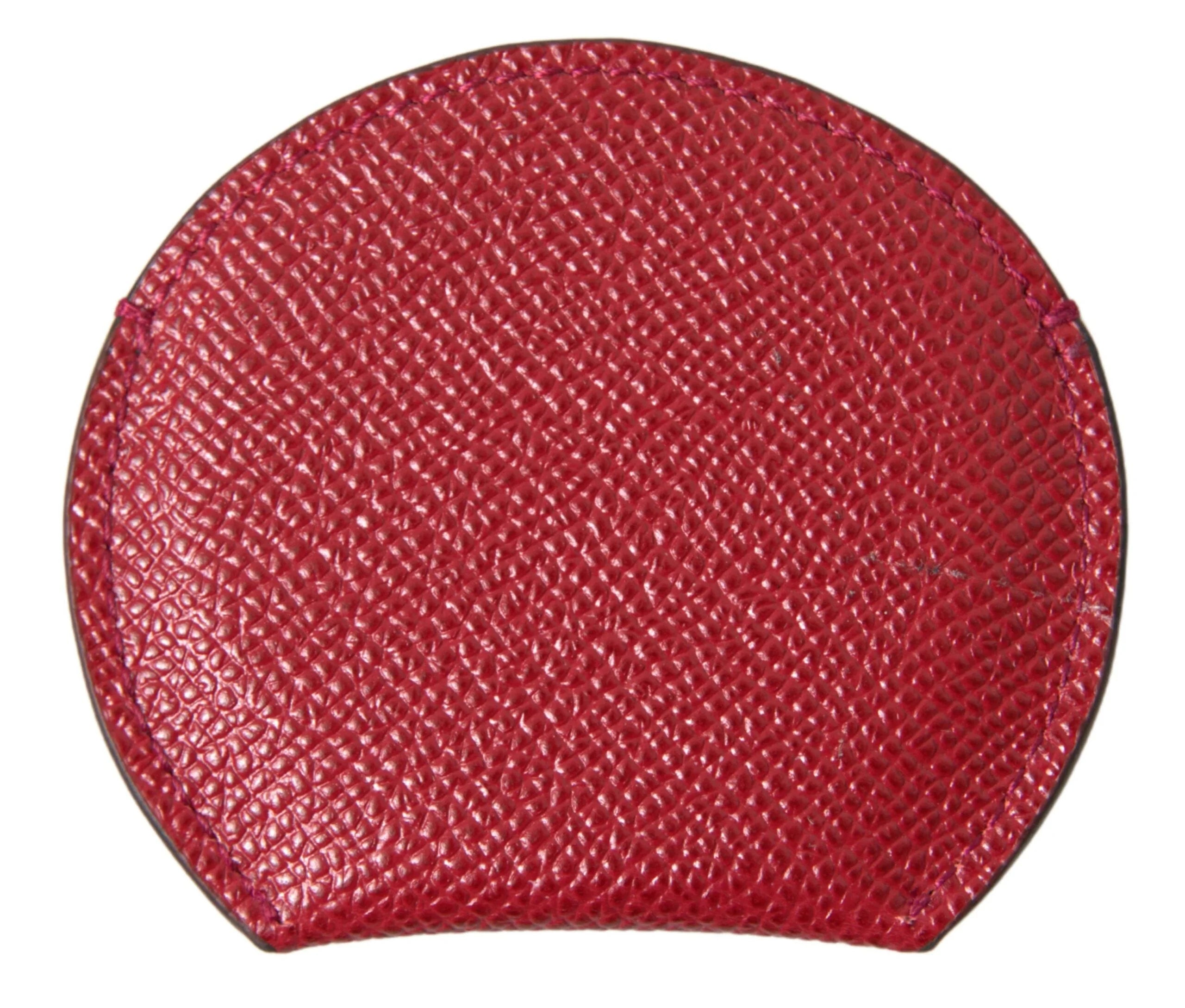 Dolce & Gabbana Red Calfskin Leather Round Hand Mirror Holder - Face Mirrors