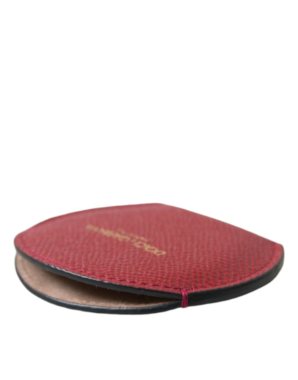 Dolce & Gabbana Red Calfskin Leather Round Logo Hand Mirror Holder - Face Mirrors