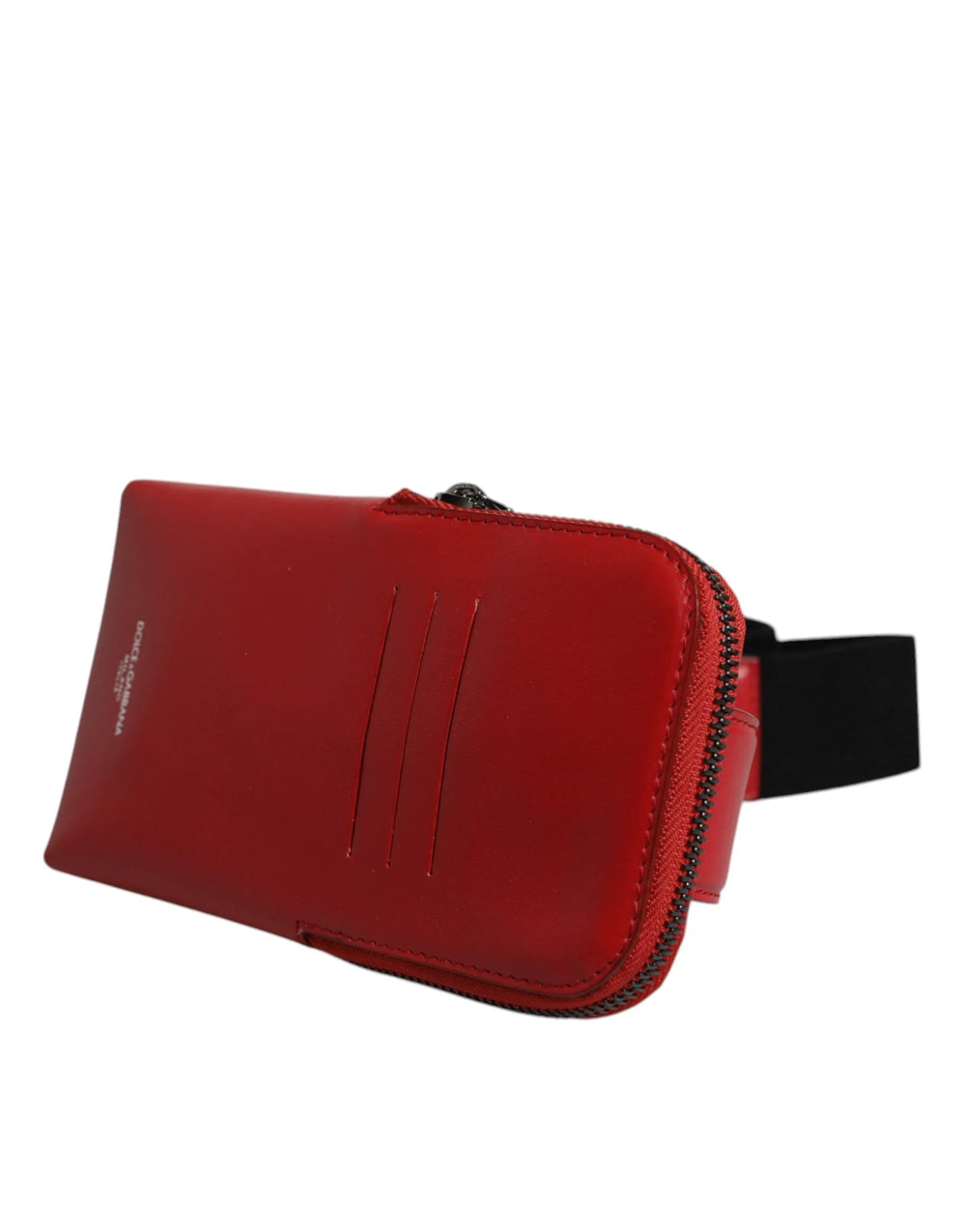 Dolce & Gabbana Red Calfskin Logo Purse Phone Belt Waist Bag - Handbags