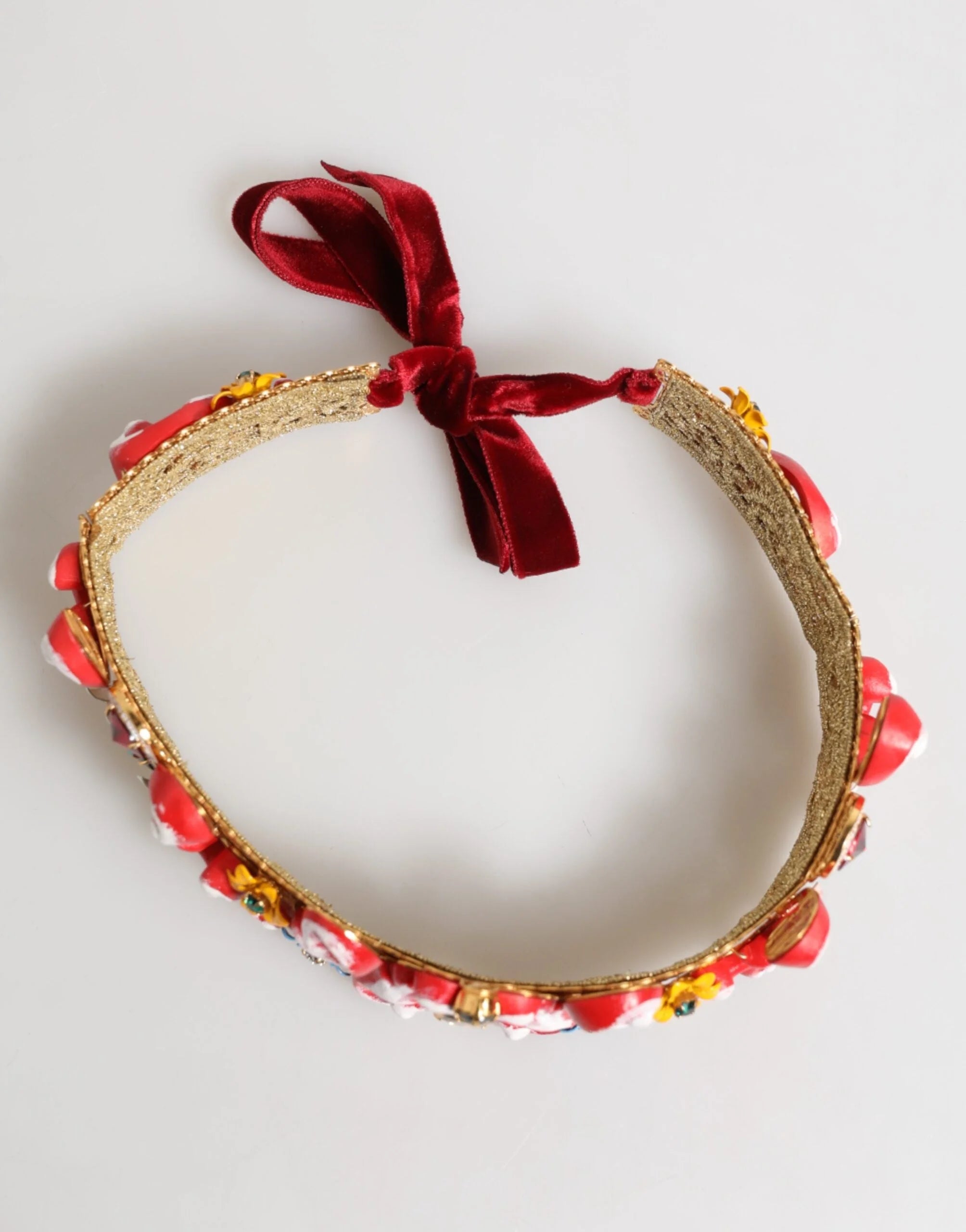 Dolce & Gabbana Red Carretto Multicolor Crystal Gold Tiara Crow Headband - Headbands