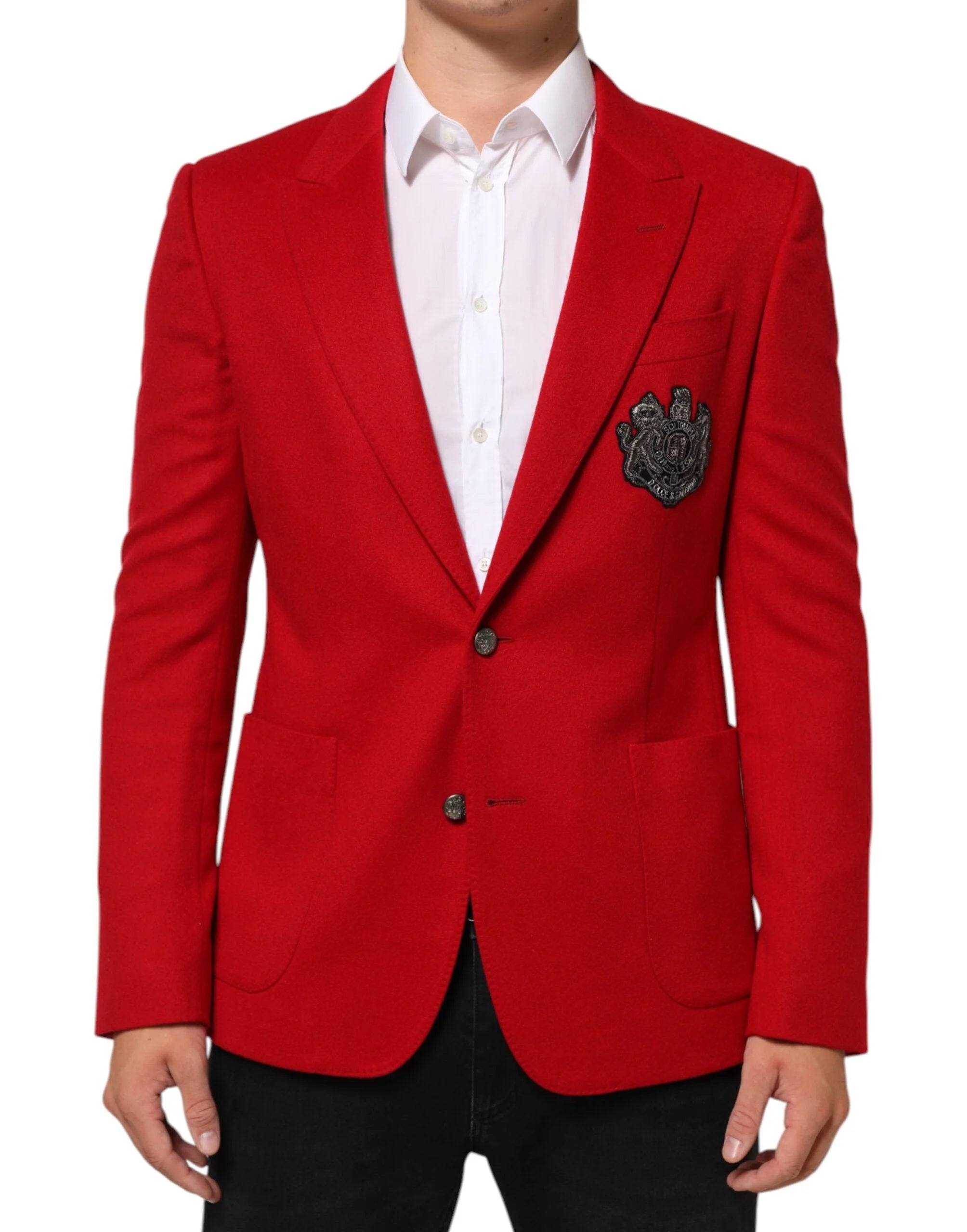 Dolce & Gabbana Red Cashmere 2 Buttons Suit Jacket Blazer - IT50 | L - Sport Jackets