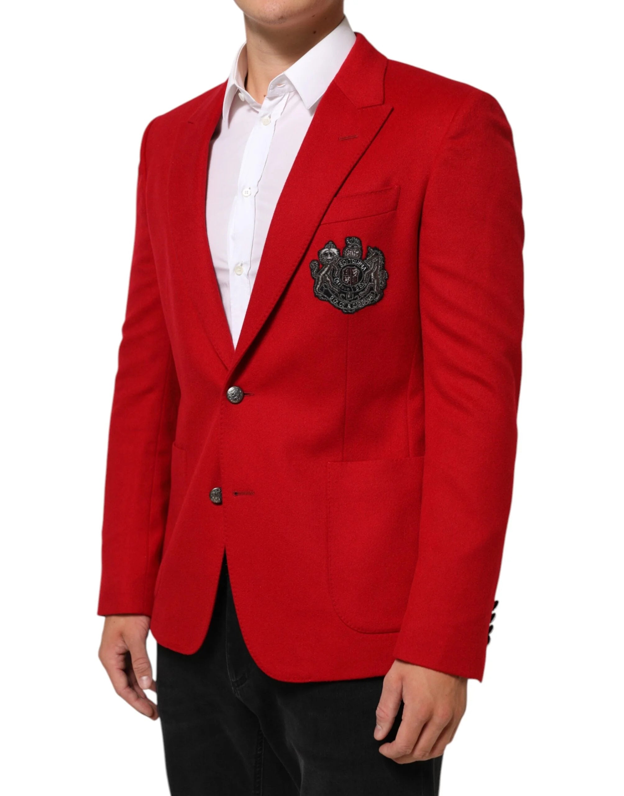 Dolce & Gabbana Red Cashmere 2 Buttons Suit Jacket Blazer - IT50 | L - Sport Jackets