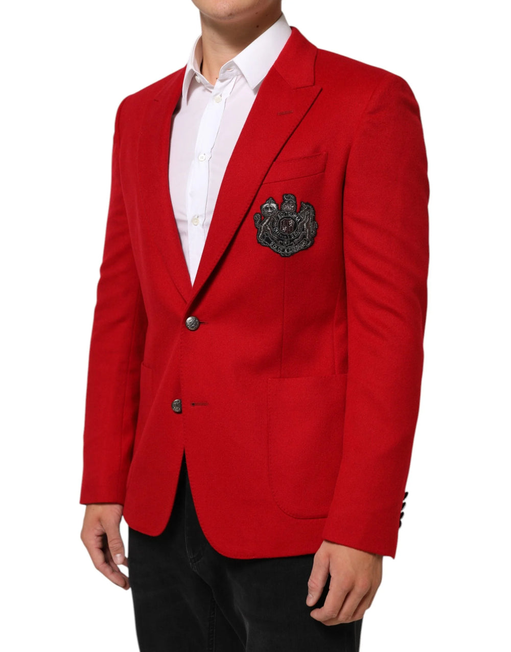 Dolce & Gabbana Red Cashmere 2 Buttons Suit Jacket Blazer - IT50 | L - Sport Jackets