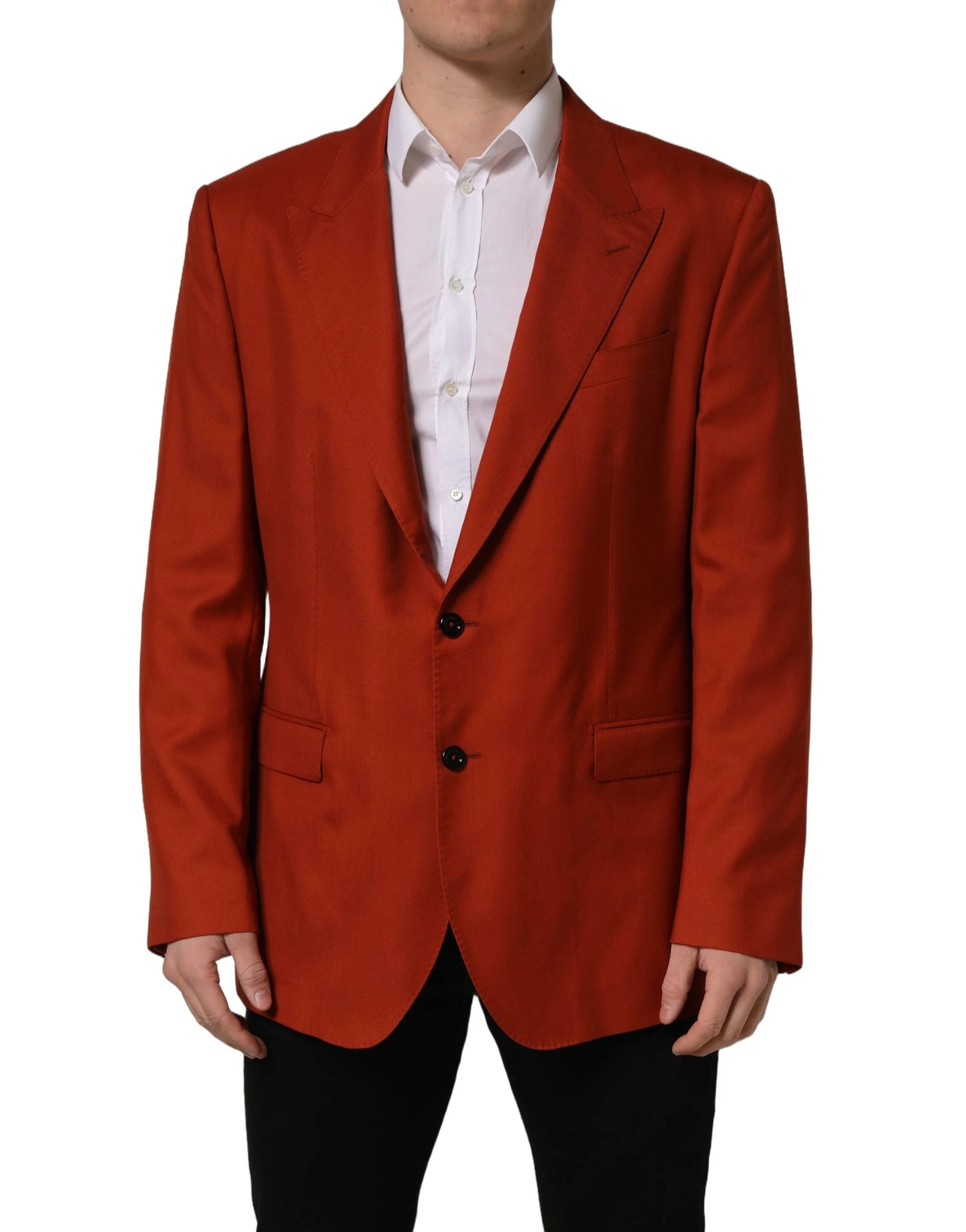 Dolce & Gabbana Red Cashmere Single Breasted Blazer Jacket - IT58 | 3XL
