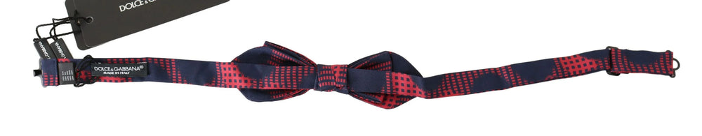 Dolce & Gabbana Red Checkered 100% Silk Adjustable Men Neck Bow Tie - Neckties
